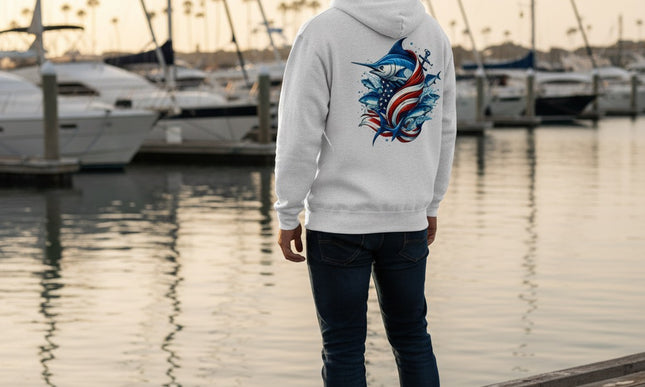 Patriotic Marlin Unisex premium mid-weight hoodie
