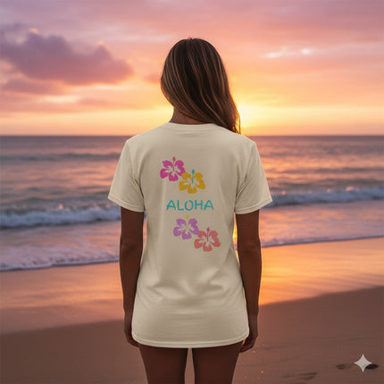 Aloha Hibiscus Tropical Summer Tee