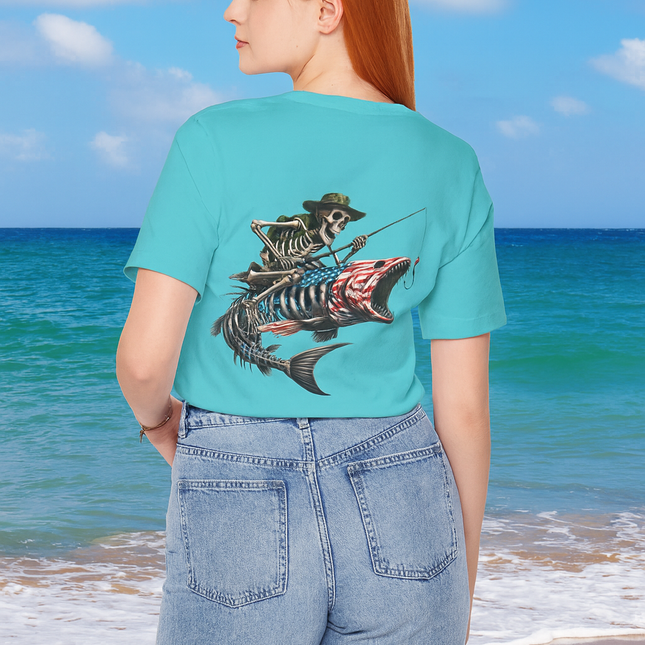 USA Fish Skeleton Graphic Fishing Tee